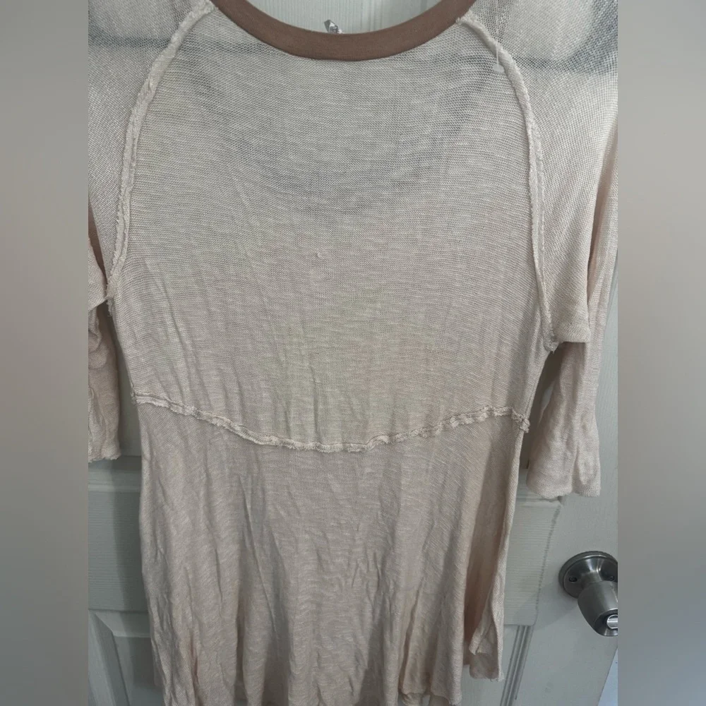 Intimately Free People Women's M Top Weekends Layering Gauzy Tee Beige EUC